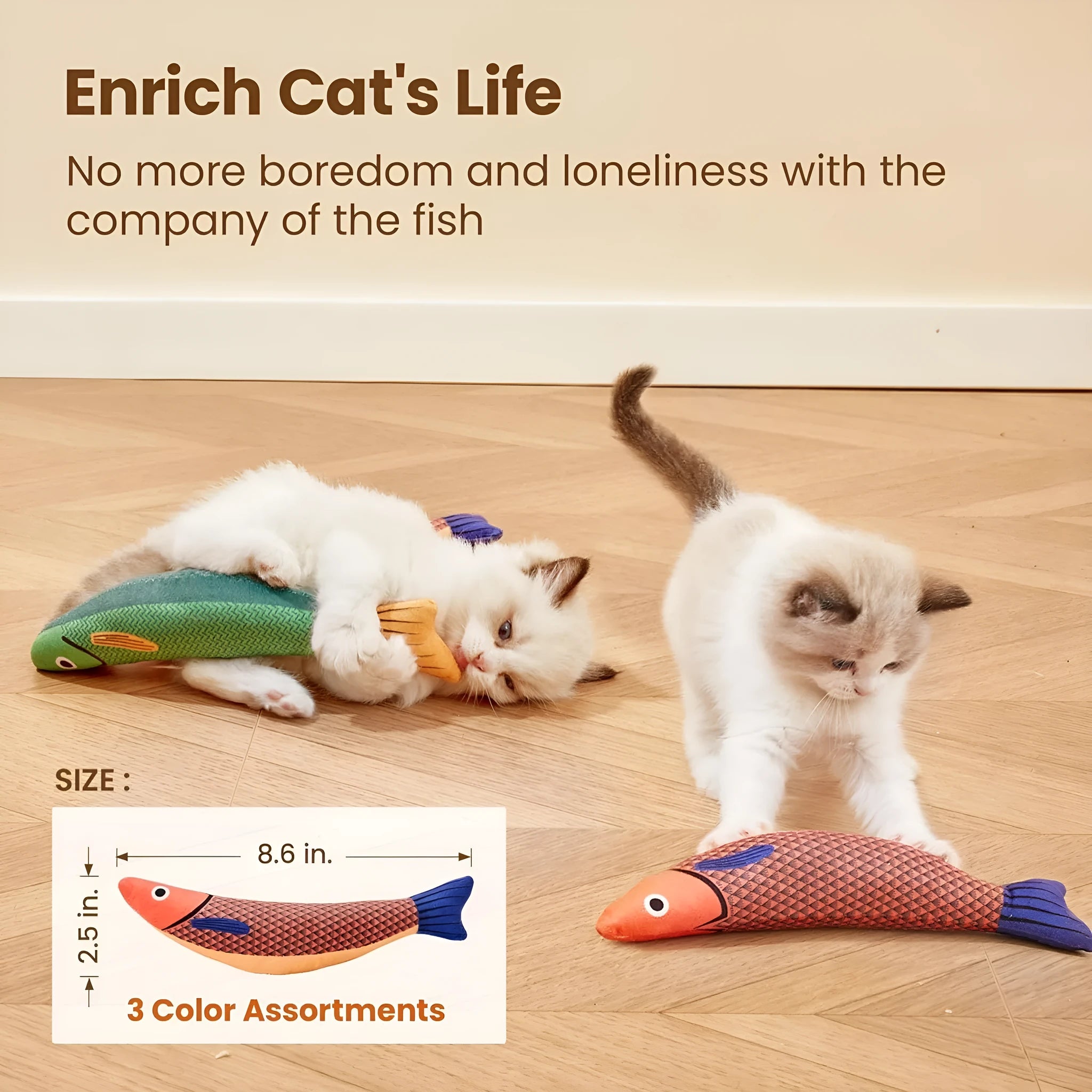 Green plush fish cat toy with organic catnip filling for interactive play and kicking.