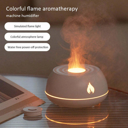 Relaxing Aroma Mist Humidifier with Soothing Flame-Like Lights, Customizable Color Gradient, and Targeted Mist Function