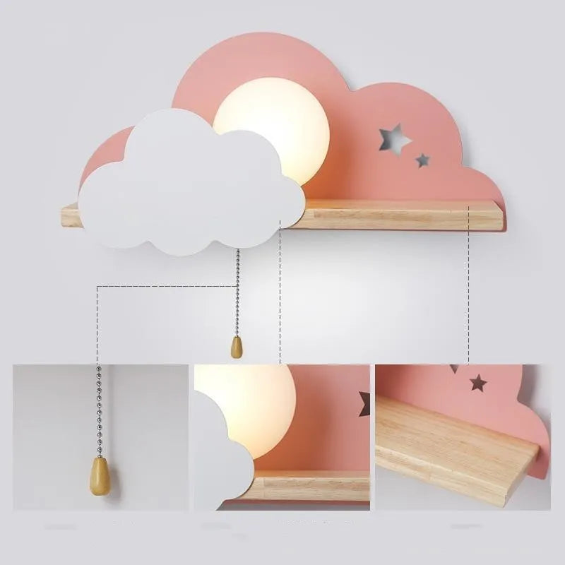 Glass cloud wall lamp with E27 bulb holder in grey, pink or white finish