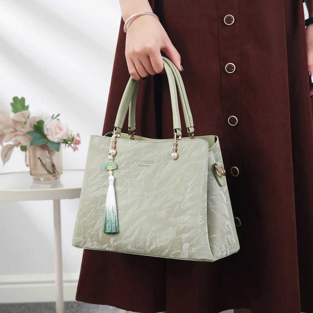 Women's horizontal square shoulder bag in PU material with urban simplicity style and large capacity