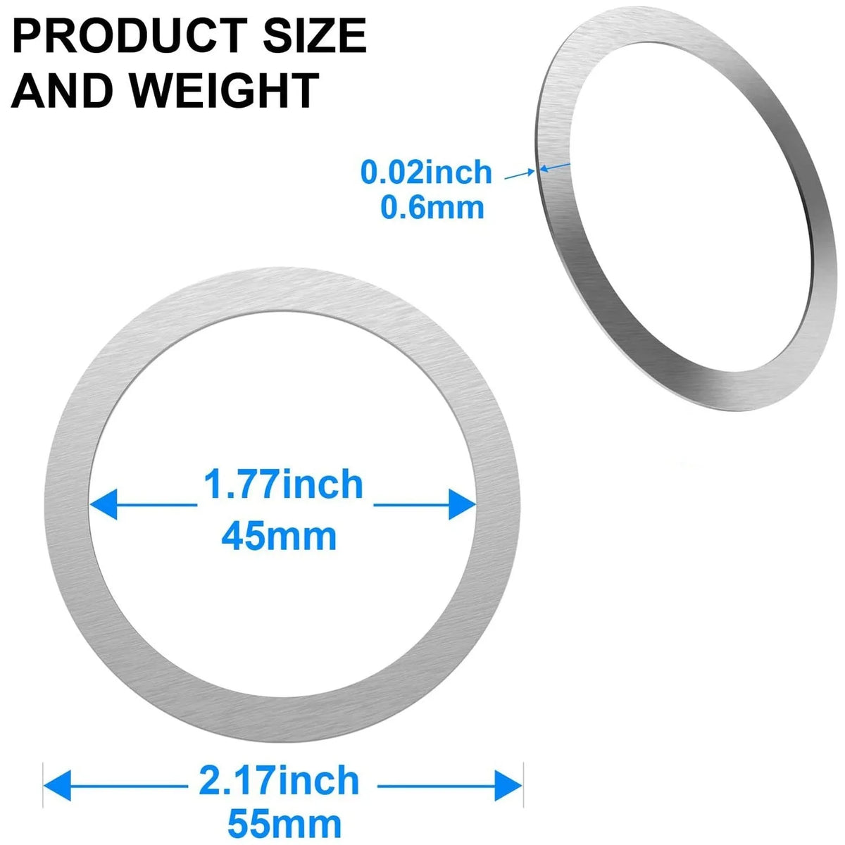 Universal alloy magnetic ring for wireless charger in silver, black, laser carving C ring, and laser carving O ring