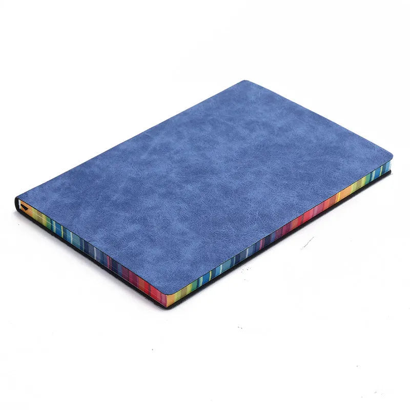 Rainbow side A5 PU leather notebook with lock line binding and 100g Daolin paper