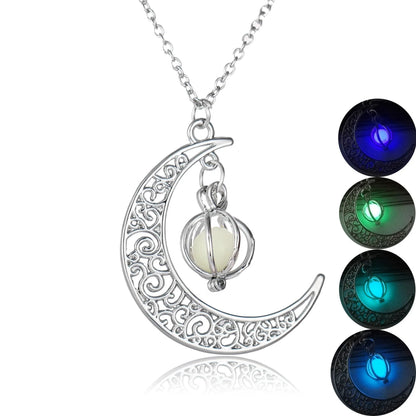 Enchanting Luminous Healing Necklace with Glowing Natural Stone Pendant and Adjustable Bamboo Chain