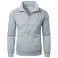 Men's black stand collar fleece-lined zipper cardigan with threaded cuffs, slim fit, long sleeves, winter sweatshirt style