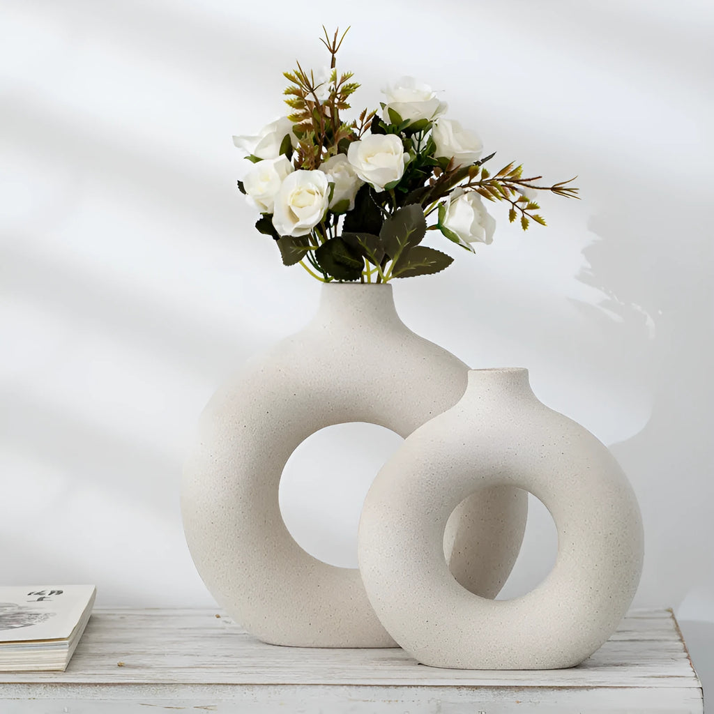 Frosted porcelain biscuit vase in modern simple style with unglazed matte finish