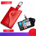 Genuine leather keychain card holder in square vertical design with key organisation