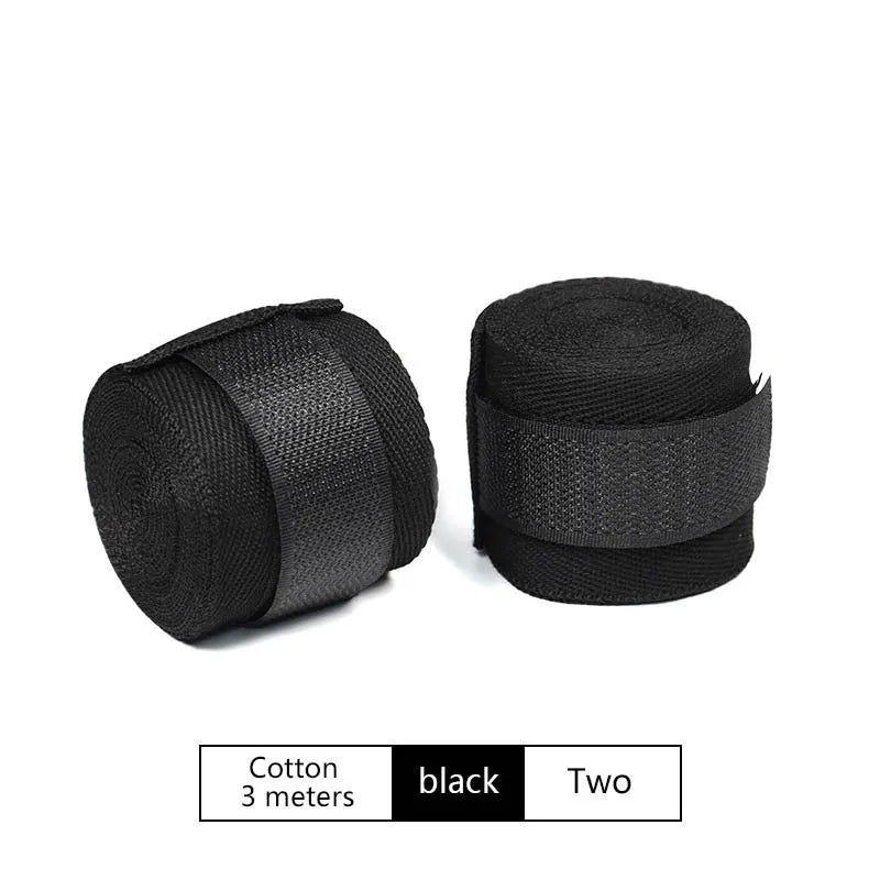Black cotton boxing hand bandage 3 metres two-pack for palm protection in sanda training