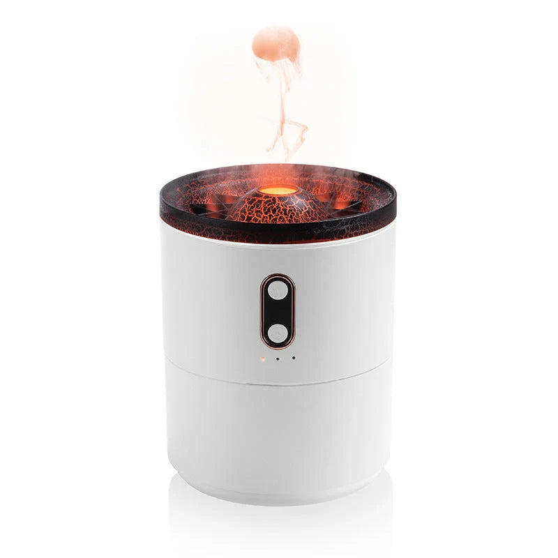 Volcanic Aroma Diffuser with Jellyfish Night Light - Compact, USB-Powered Aromatherapy Humidifier for Home and Office