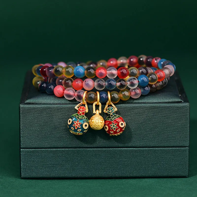 Dzogchen half pond agate bracelet with sugar heart fragrant grey coloured glaze and swallowing gold beast details