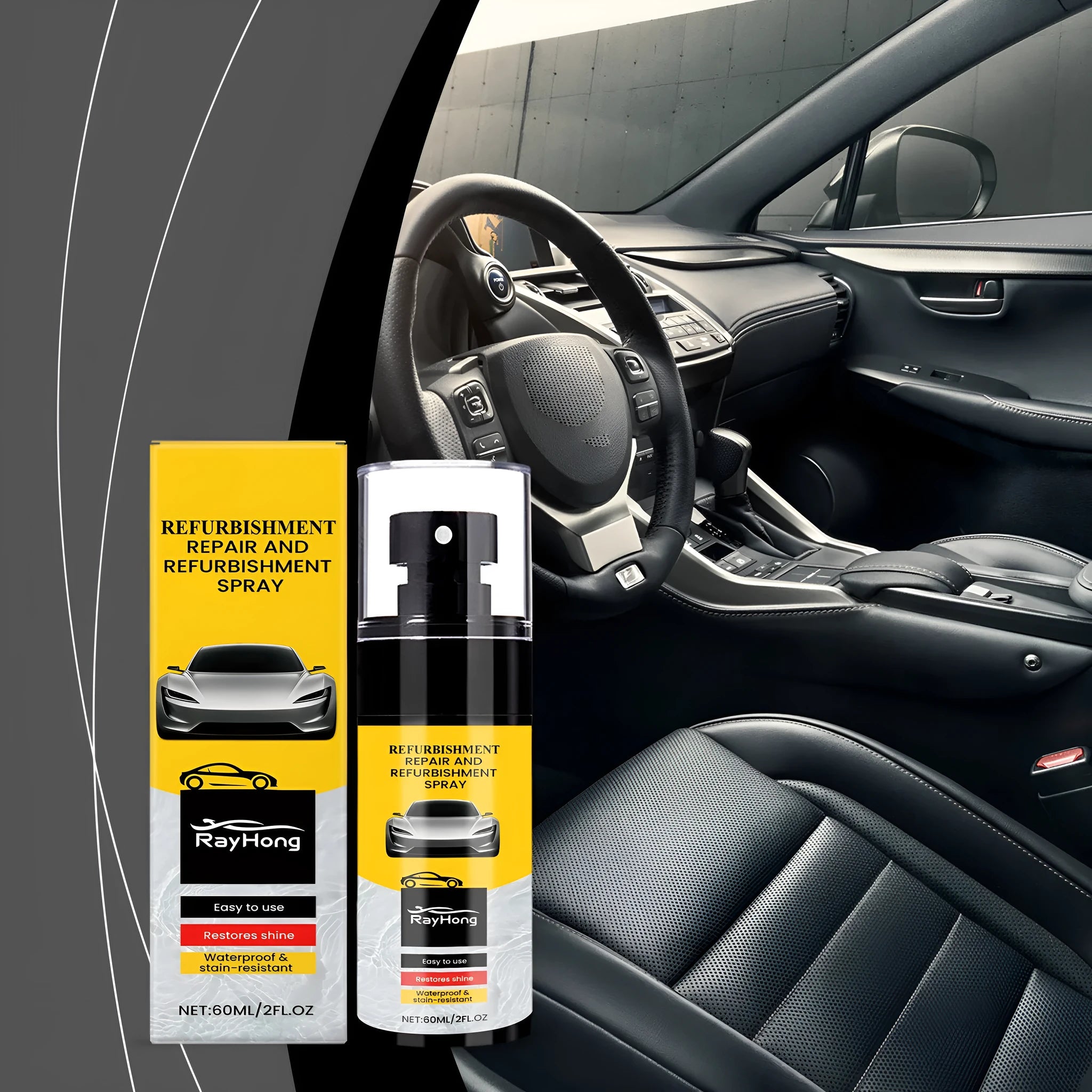 Automotive plastic renovation spray 60ml bottle for car trim restoration with PTFE formula