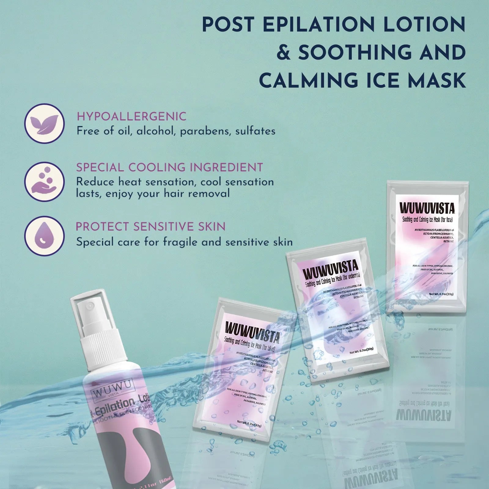 WUWUVISTA professional waxing kit with 200cc smart warmer, six wax formulas, aftercare system and applicators