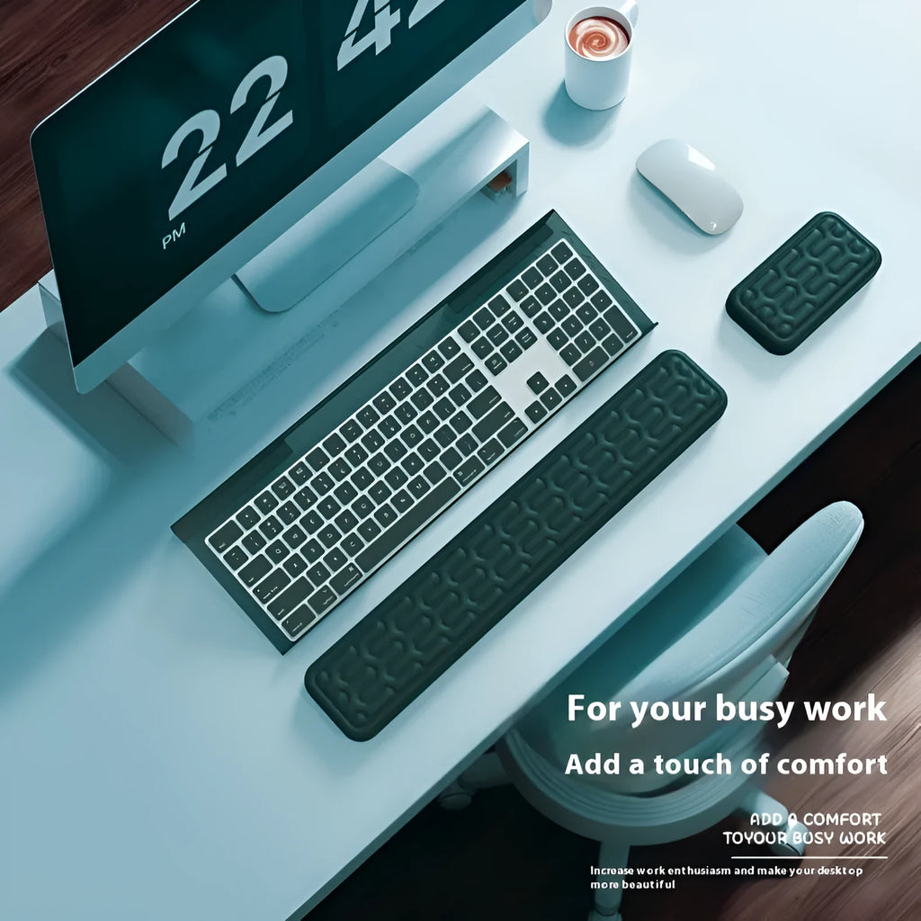 Double-sided ergonomic mouse pad with memory foam wrist support in multiple colour options