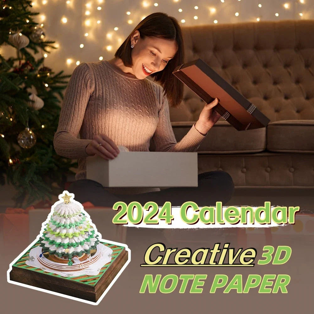 Stunning 3D Christmas Tree Desk Calendar with Memo Notes and Tear-Off Stickers