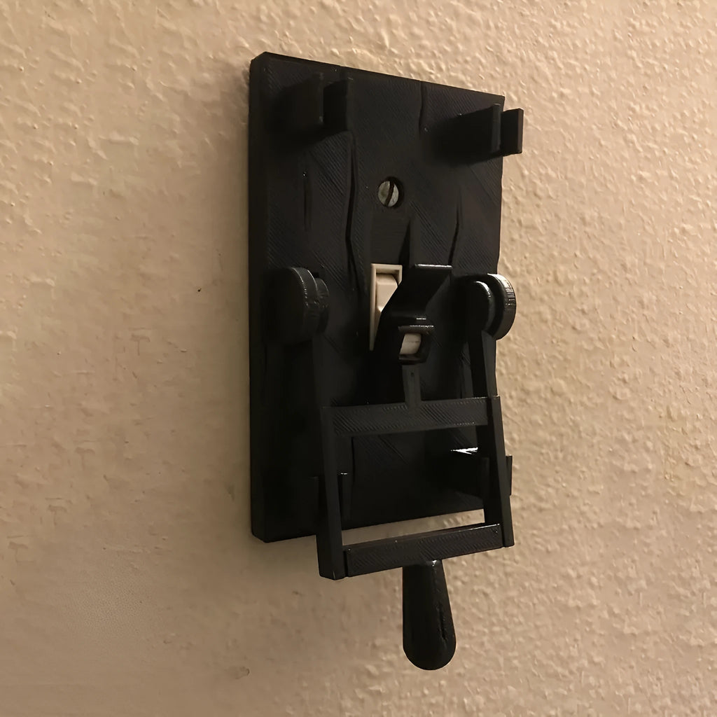 Retro-style decorative light switch plate with single control toggle, made from white PLA material.