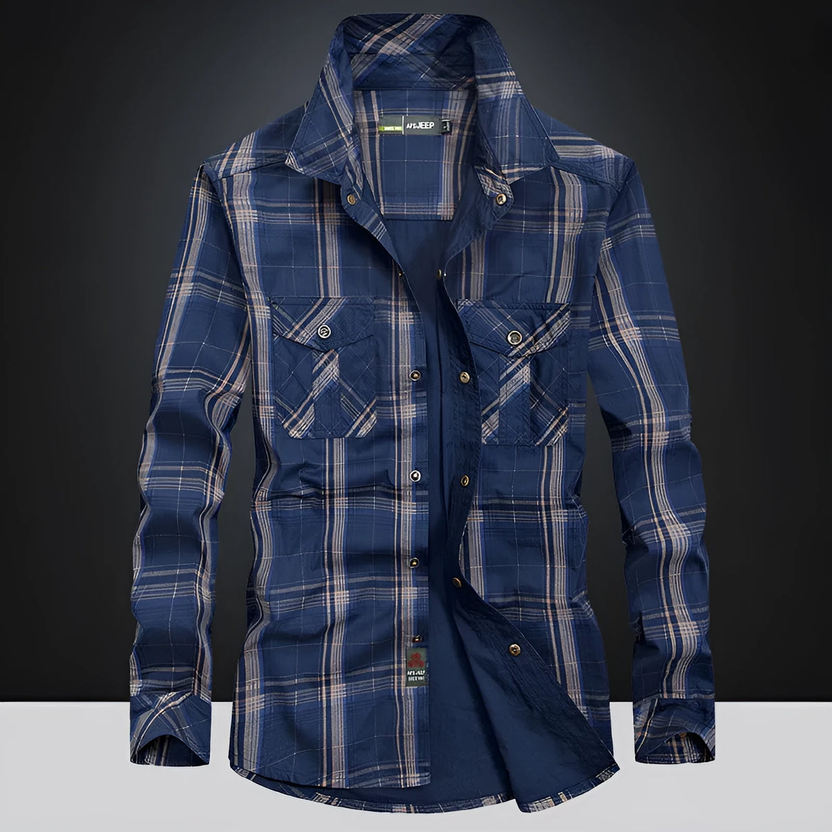 Men's plus size loose cargo cotton shirt in khaki, sapphire blue or army green, sizes M to 5XL, half sleeve.