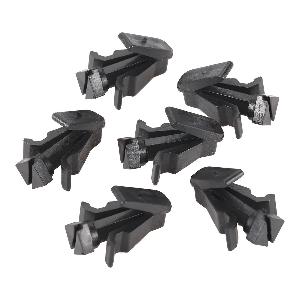 Black plastic bumper cover radiator grille fastening clip for Nissan vehicles, 76882-0M060 part
