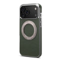 Genuine leather magnetic iPhone case with bracket in green, black, orange or red
