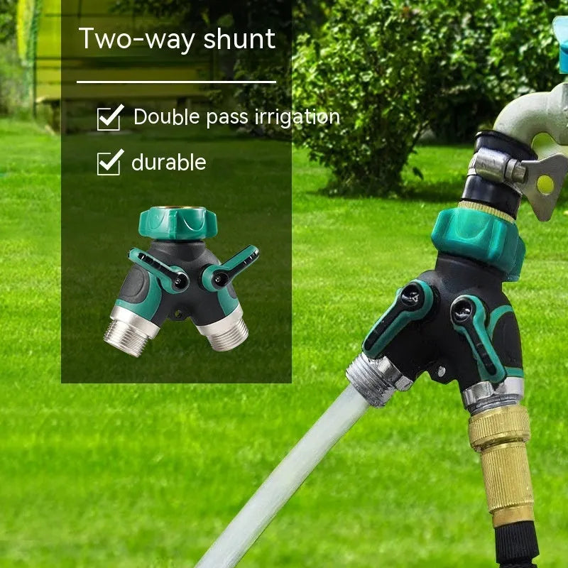Zinc alloy garden hose ball valve diverter with 6-point double pass design for watering systems