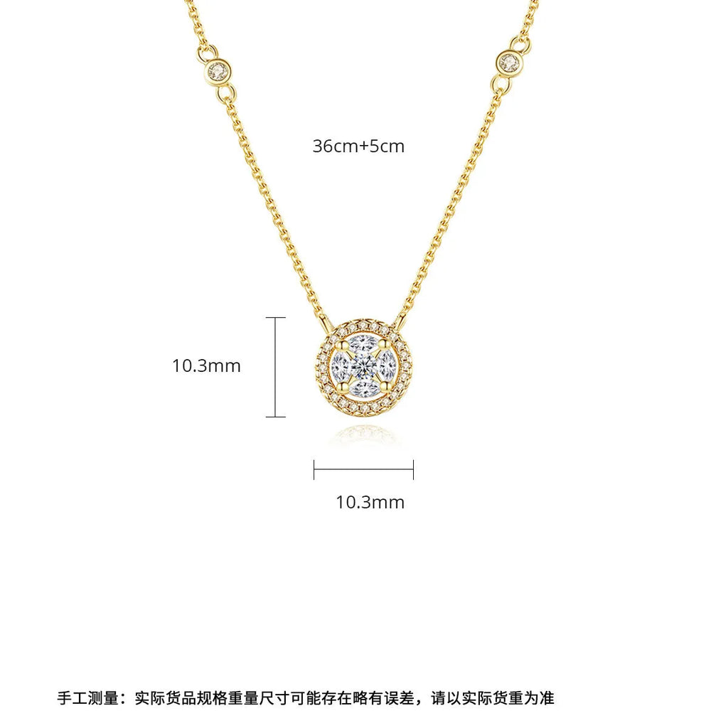 Choker bridal necklace for women with copper clavicle chain and geometric mixed gem inlaid pendant