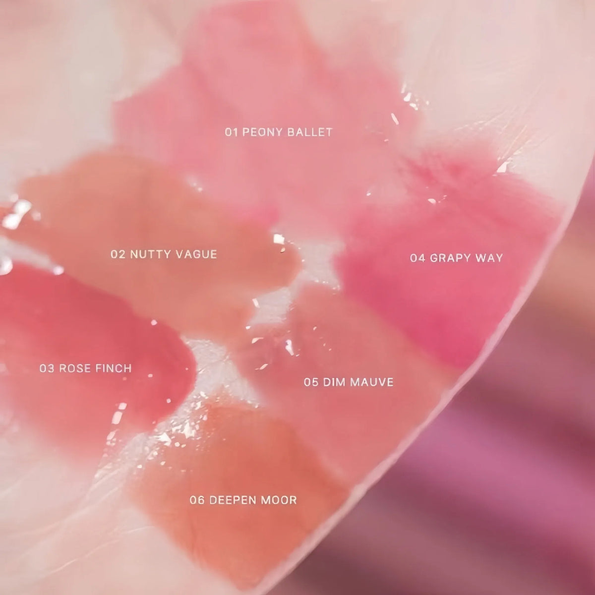 Water light mirror no stain lip gloss in 4G standard size, available in six colours including 01 Peony Ballet
