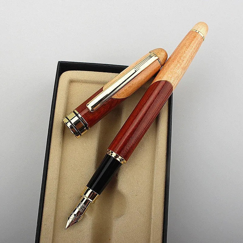 Metal fashion wooden pen with storage bag for office and finance professional use