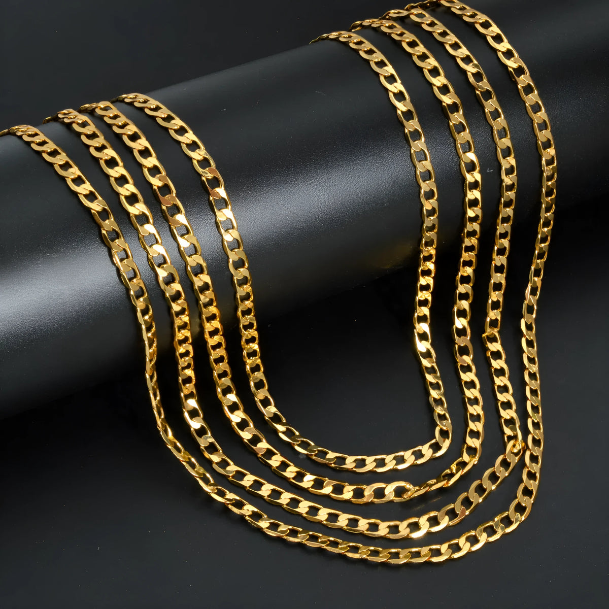 Men's hip hop necklace with Japanese buckle pressure nozzle ring buckle chain, electroplated copper, 45-60cm