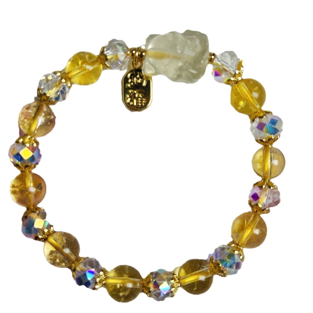 Natural citrine bracelet with nine-tail fox design for women