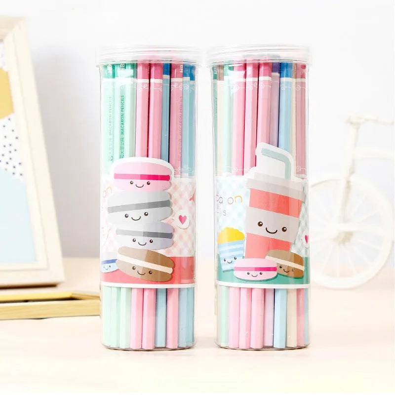 Basswood six-angle thermal transfer pencils in 50-piece barrel packaging