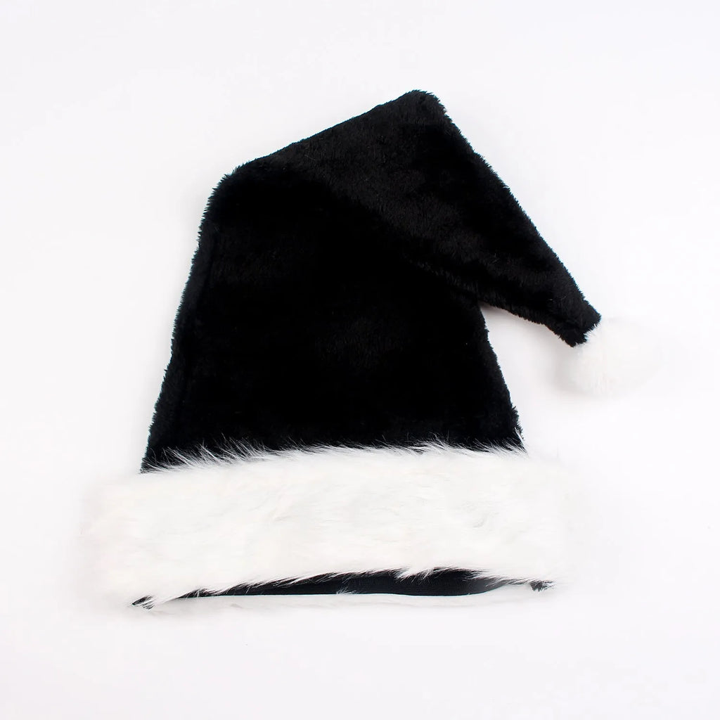 European classical plush Christmas hat in red and black colour combination