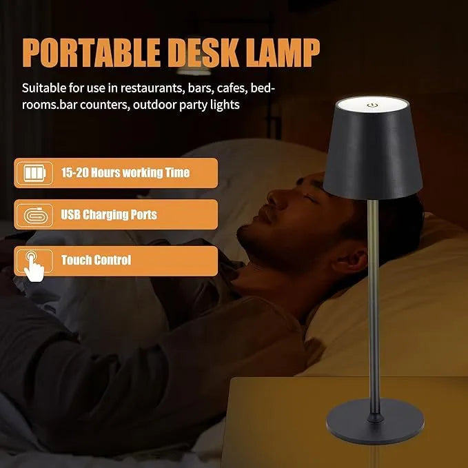 Cordless rechargeable waterproof table lamp 10x38cm available in five colours