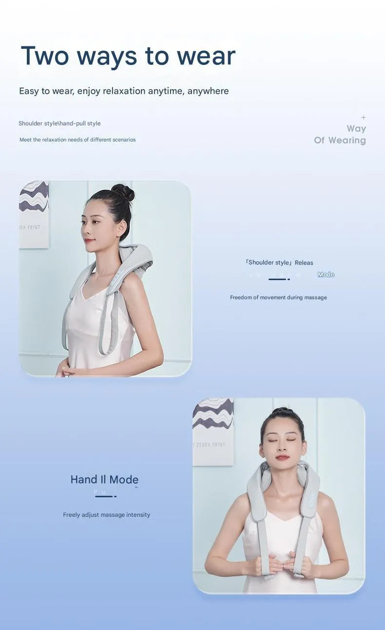 Multi-functional home-use neck massager shawl for cervical spine and shoulder muscle relief with rechargeable battery