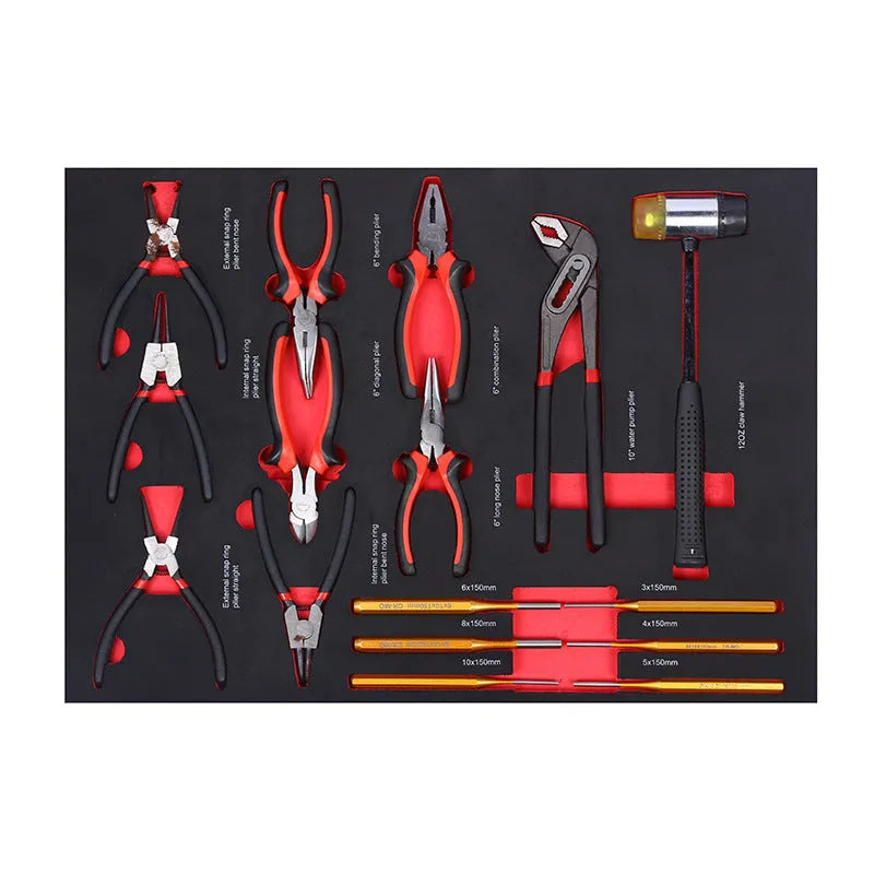 252-piece carbon steel repair tool kit in pumping removable cabinet for machine and auto repair