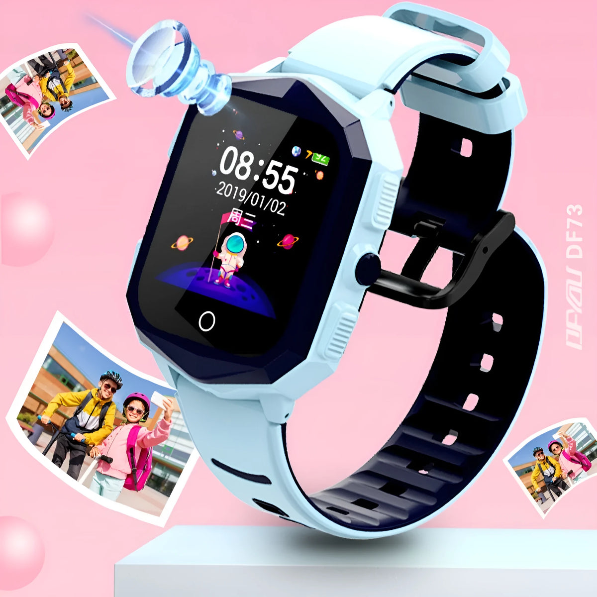 4G all-netcom children's phone watch in pink, blue or black with Bluetooth calling and health monitoring functions