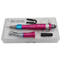 Dental low-speed handpiece set with straight and bending machines in pink metal finish