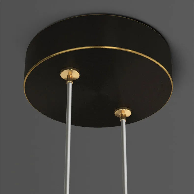 All copper fishing line LED chandelier in black with adjustable height for bedroom study