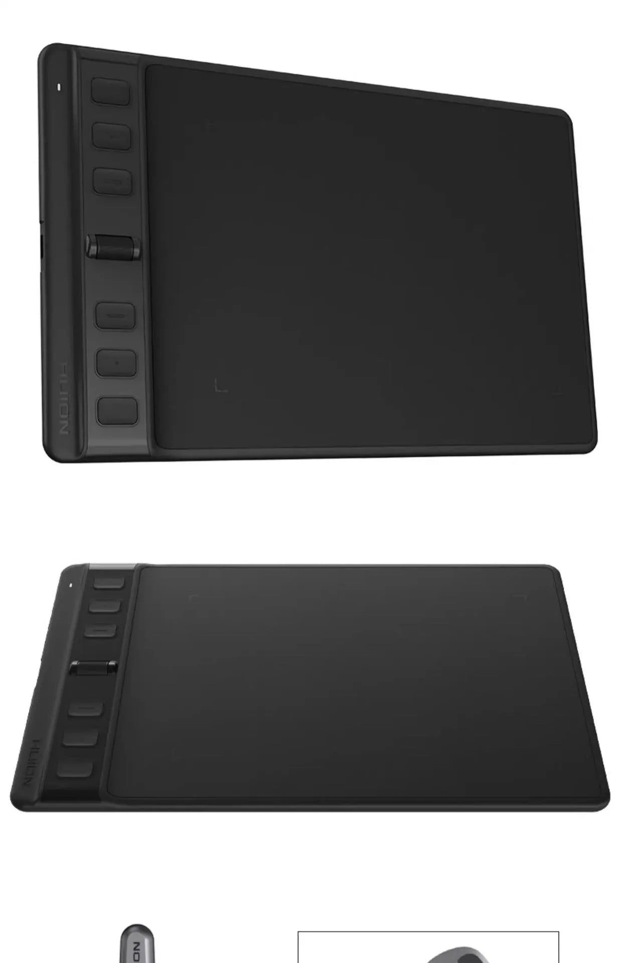 Hua Wang H641P black and pink graphics tablet with digital pen for mobile phone and computer drawing.
