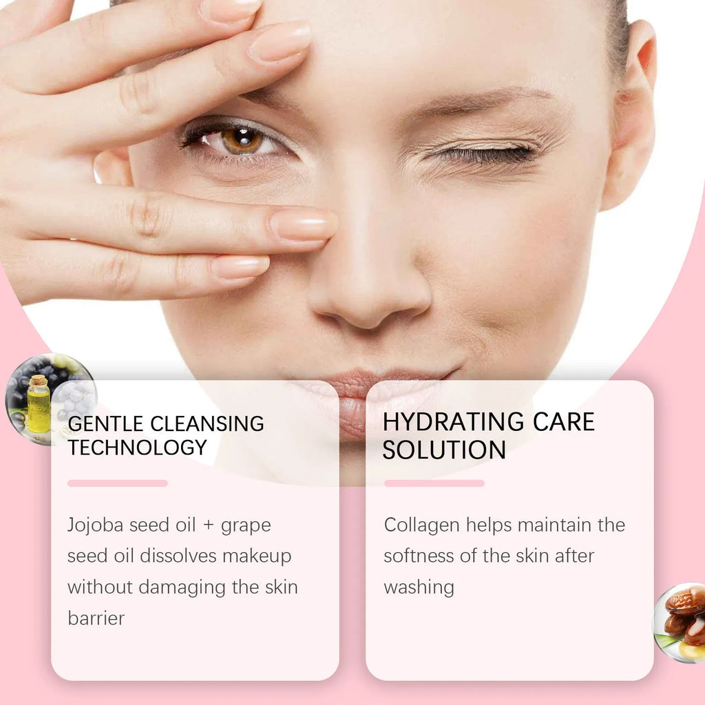 100ml collagen cleansing oil bottle with jojoba and grape seed oils for makeup removal