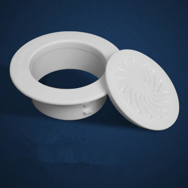 Plastic air conditioning hole cover kit with plug caps, splits, and sealing glue for wall gaps