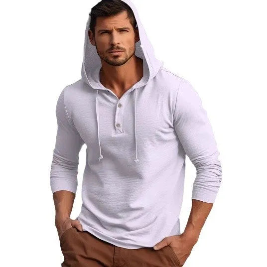 Casual cotton sports hoodie in pullover style, shown in one of six available colours.