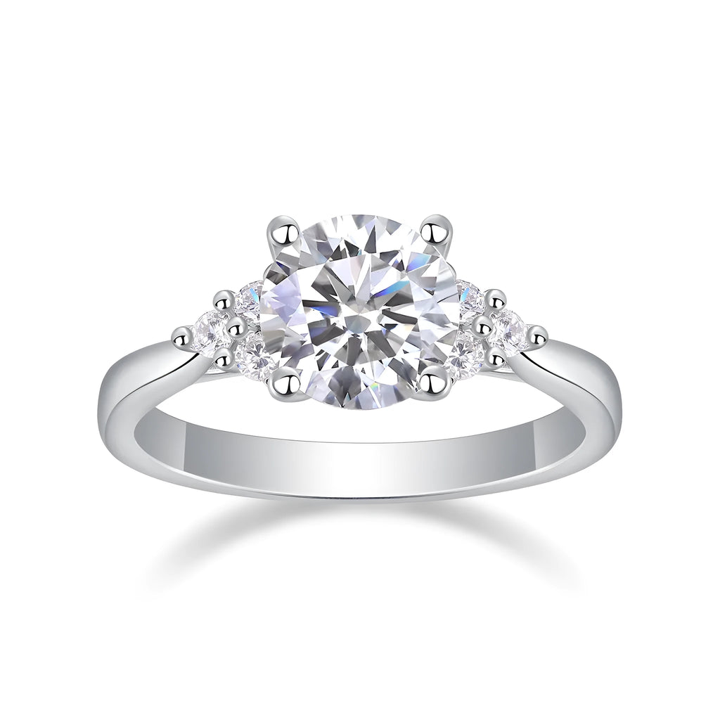 Galaxy Light 2-carat moissanite wedding ring set in S925 silver with platinum plating and gift box