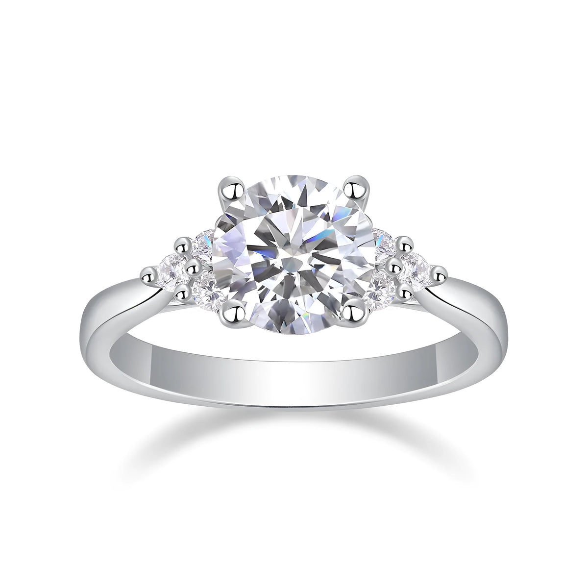 Galaxy Light 2-carat moissanite wedding ring set in S925 silver with platinum plating and gift box