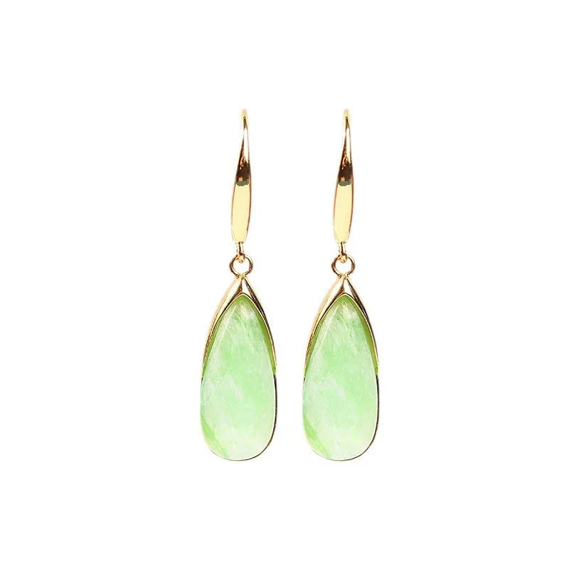 Geometric Chinese style earrings with water droplet design in CP798 jade colour