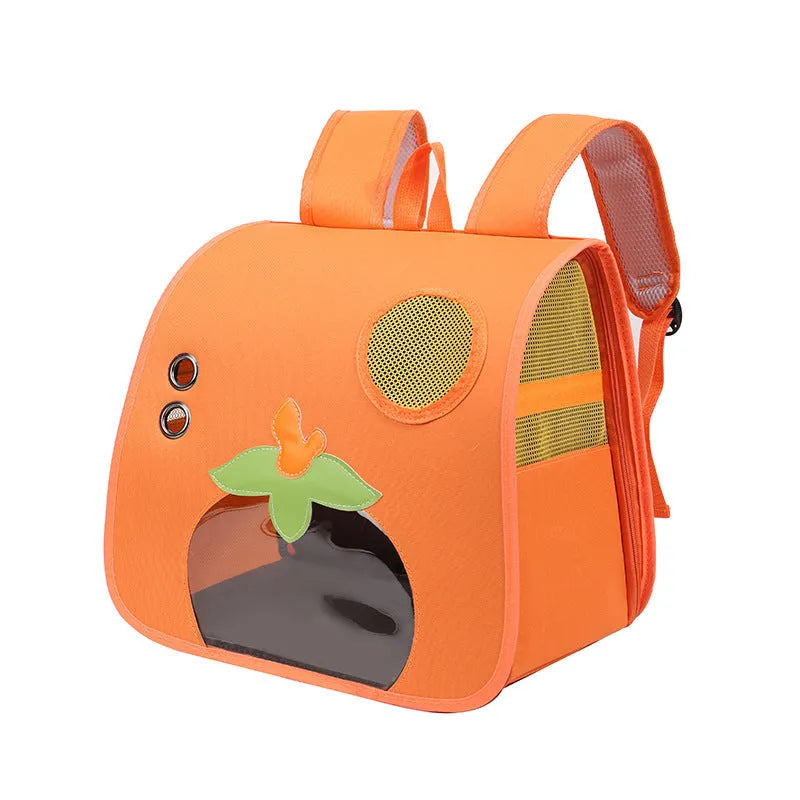 Cartoon cat backpack in nylon, holds 6.50kg cat, available in white, black, or orange
