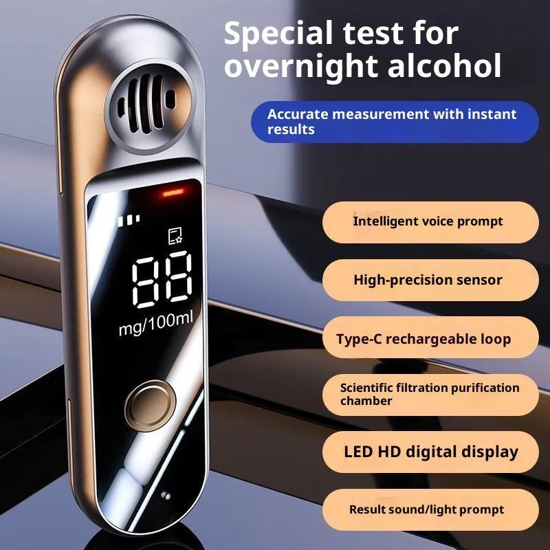 Xiaojiu 1100 alcohol tester breathalyser with Type-C charging port and display