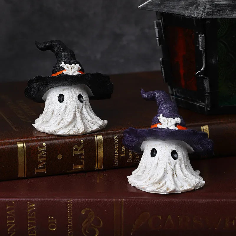 Resin wizard hat ornament in Black and Purple colour options for Halloween Christmas Easter decorations