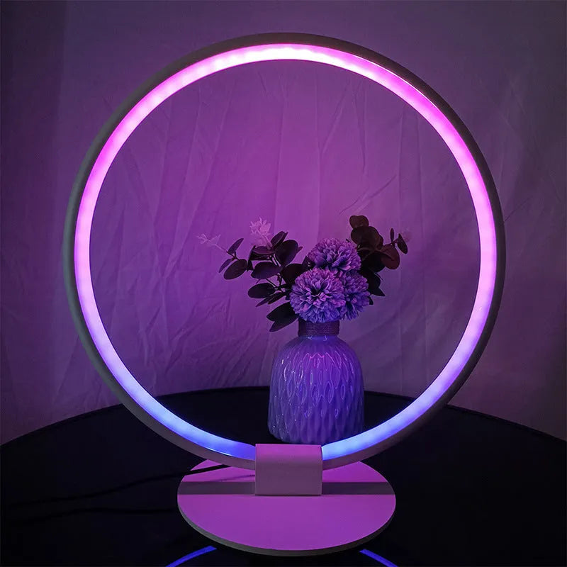 Retro creative LED bedside table lamp in black with RGB colour and warm light options, 40x40x20cm