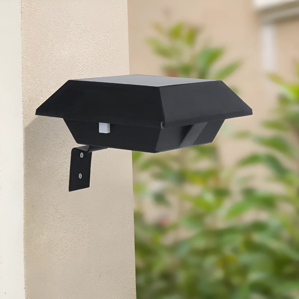 12LED solar panel garden light outdoor IPX4 rated, black shell with warm light, 120x50mm