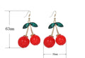 Red plastic cherry earrings with drip oil finish, large size for women