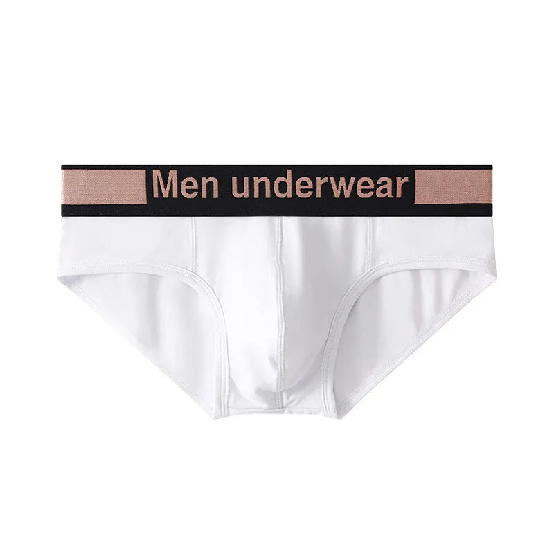 Men's black modal briefs with a gradient colour detail on the low waistband.