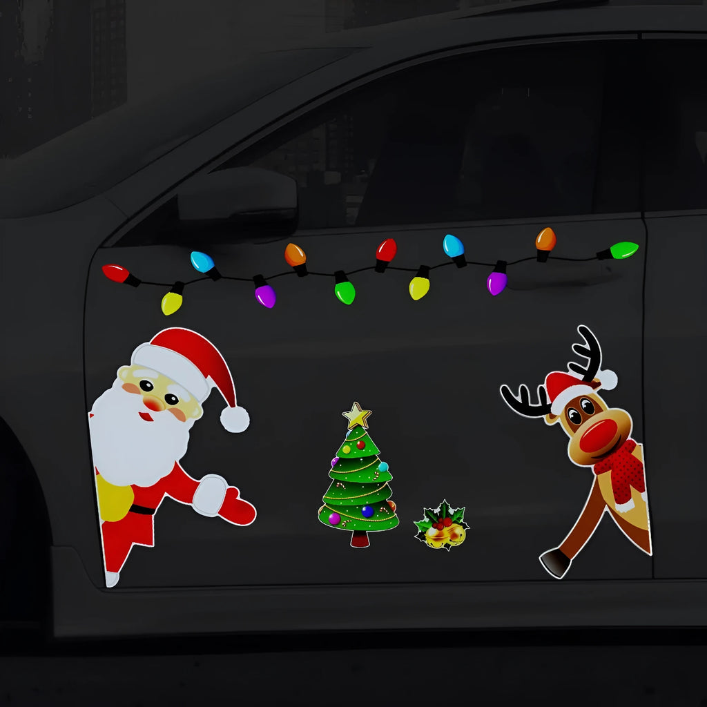 Medium size reflective elk magnetic Christmas car sticker with RFM025 6-thread colour pattern